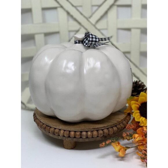 Rae Dunn Pumpkin BLESSED 8in Autumn Ceramic White Fall Holiday Decor LL Magenta - Picture 6 of 7